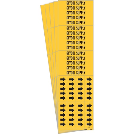 Brady GLYCOL SUPPLY Pipe Marker Style 3C Arrows Polyester BK on YL 3 per Card, 5 PK 105766-PK